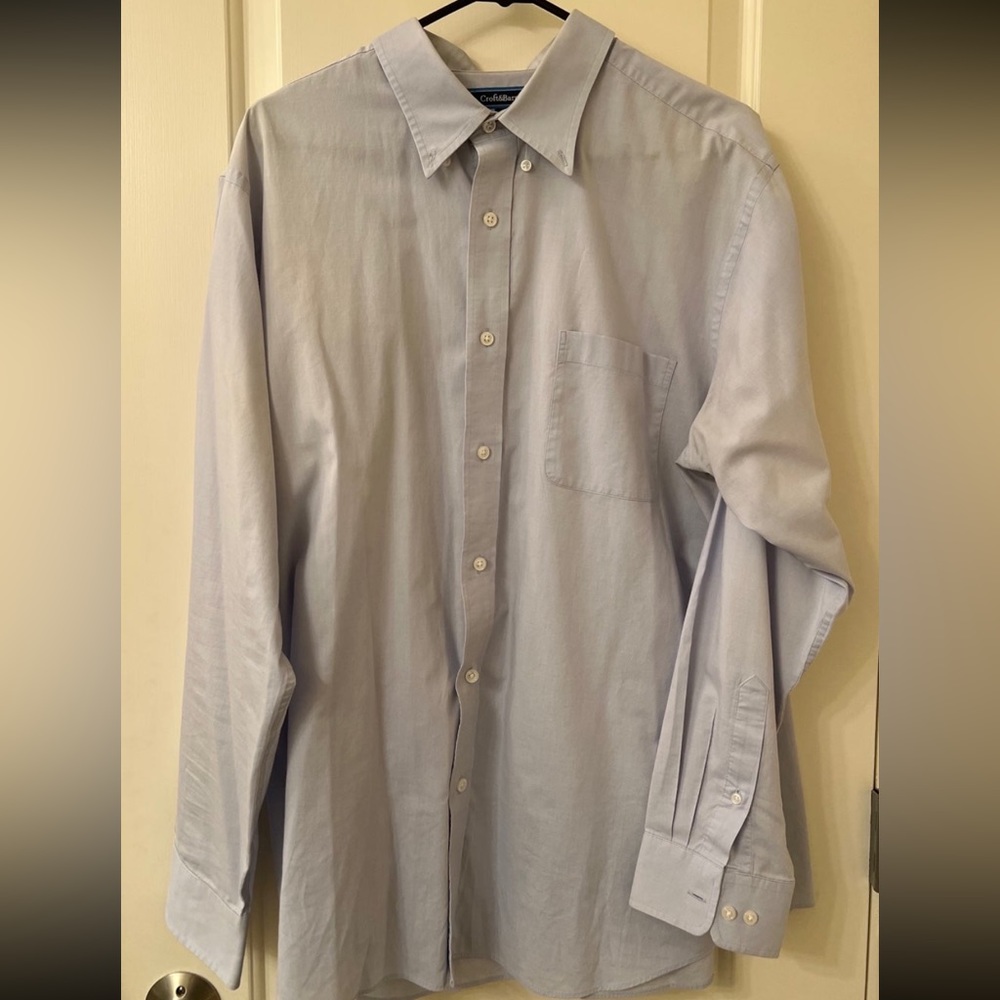 Croft & Barrow Men's Long Sleeve Classic Fit Blue Dress Shirt 17 1/2- 18 XL